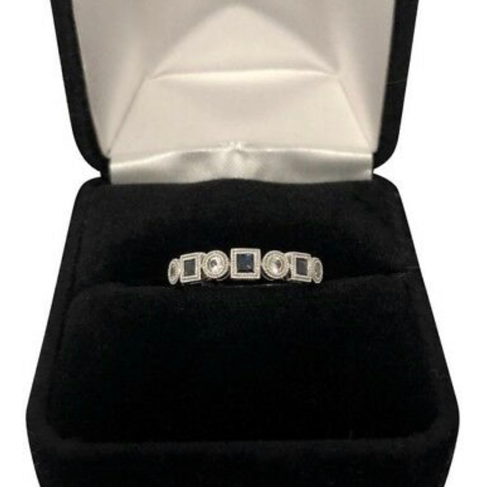 Stackable White and Blue Sapphire 14k Band